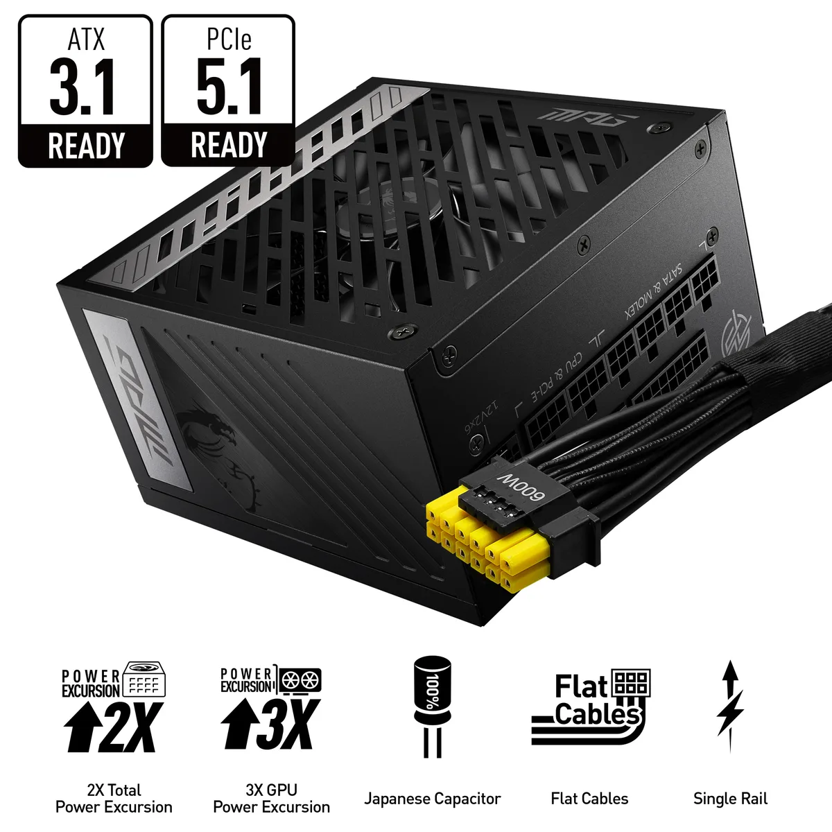 MSI MSI MPG A850G PCIE 5 850 W power supply — product photo