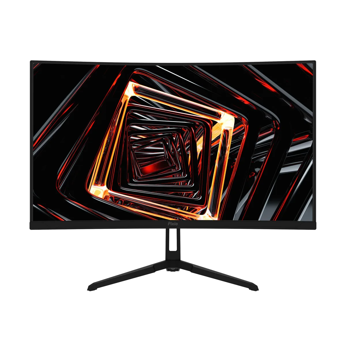 24 inch curved black monitor with three sided frameless bezel