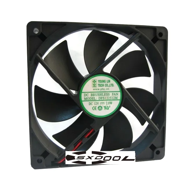 SXDOOL SXDOOL 120mm case fan DFS122512M 12V 2.8W 2-pin hydraulic 1600-1999 RPM >80 CFM 20-25 dBA black — foto produk