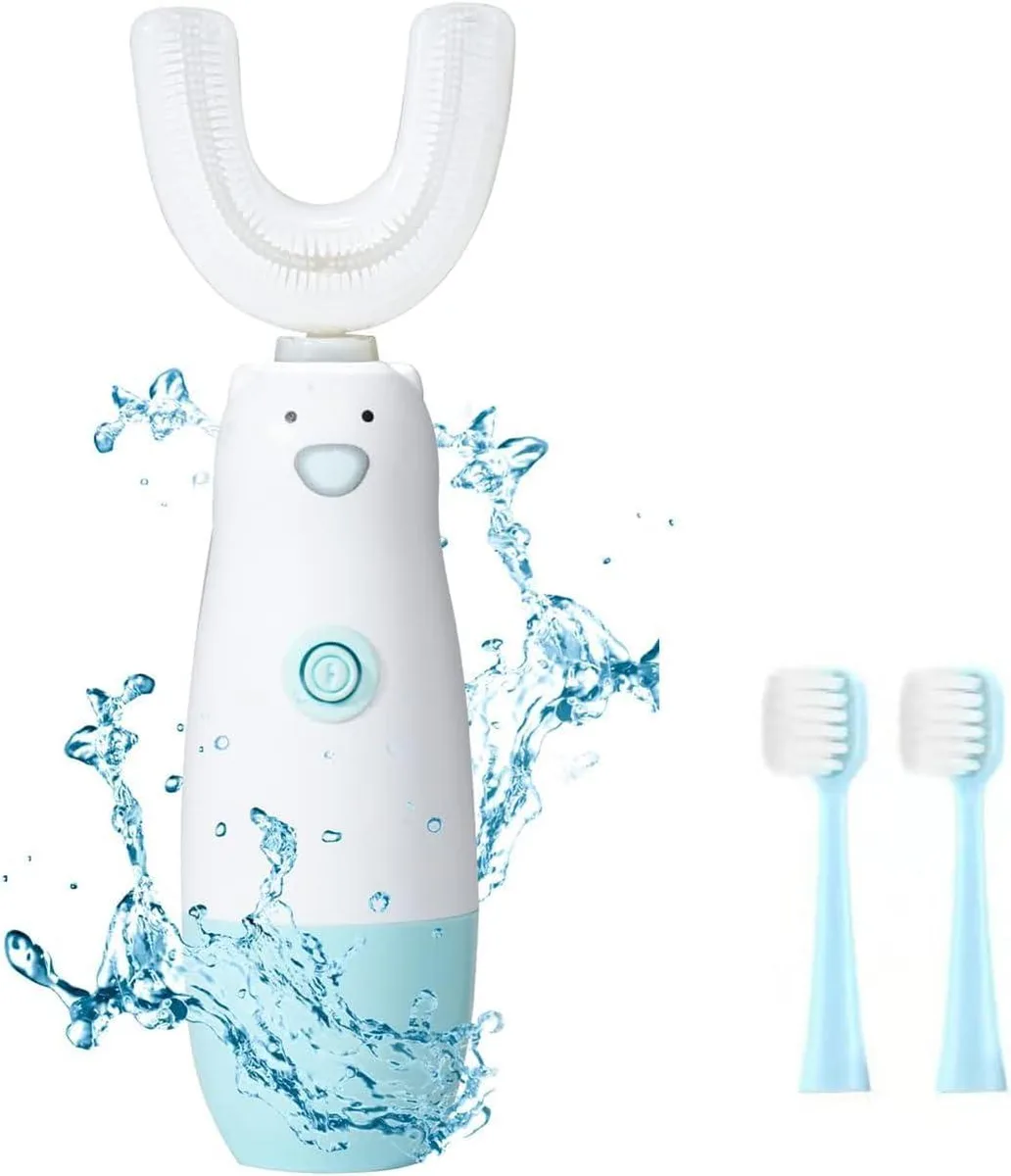  Waterpik Meqtpomy U-Shaped Kids Toothbrush Blue 360° Battery Powered 2 Heads — product photo
