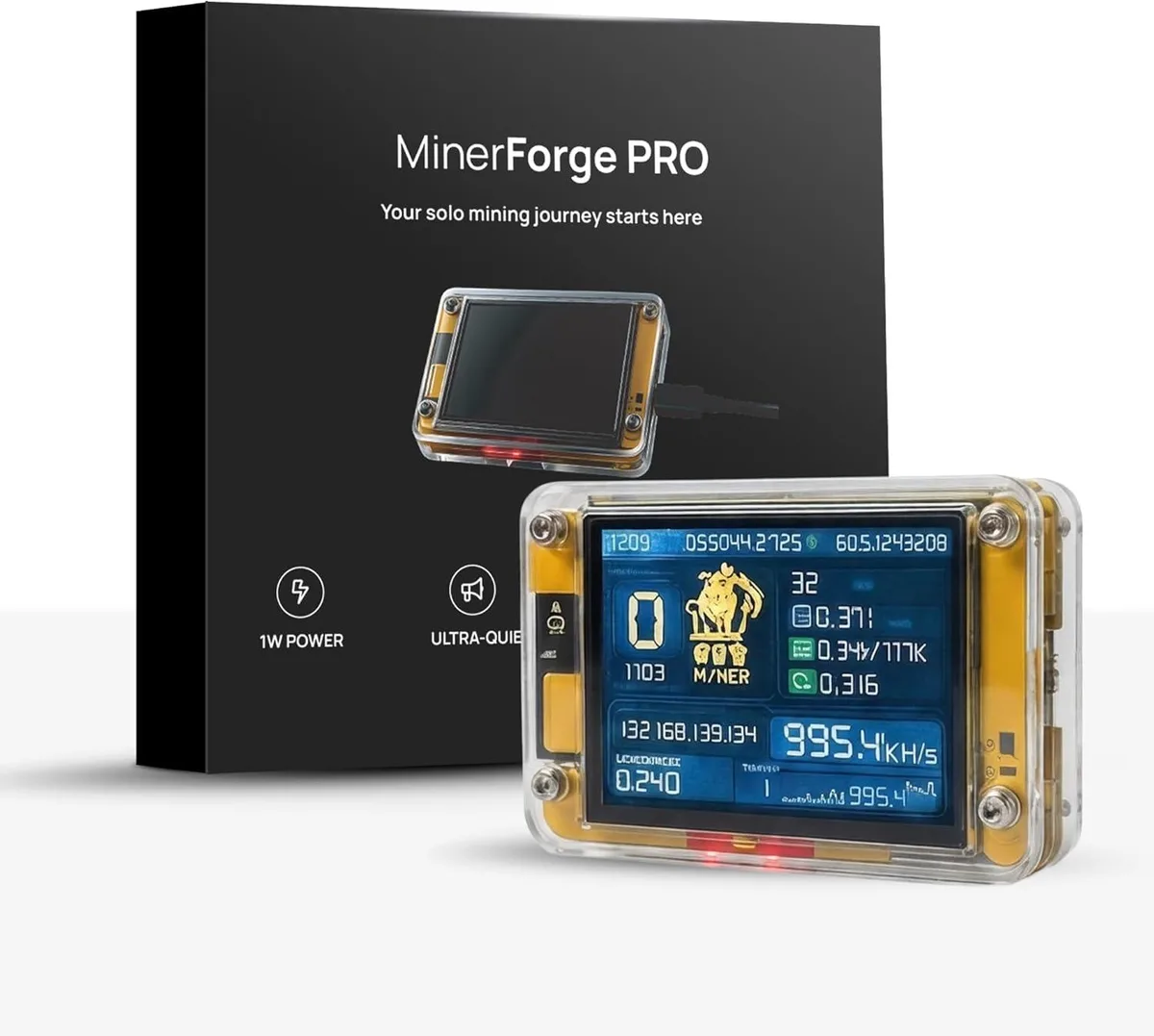 MCDODO MCDODO Miner Forge PRO 2.0 Solo Bitcoin Miner 2.8" LCD ESP32 240 MHz Wi-Fi 144 Daily Attempts — foto produk