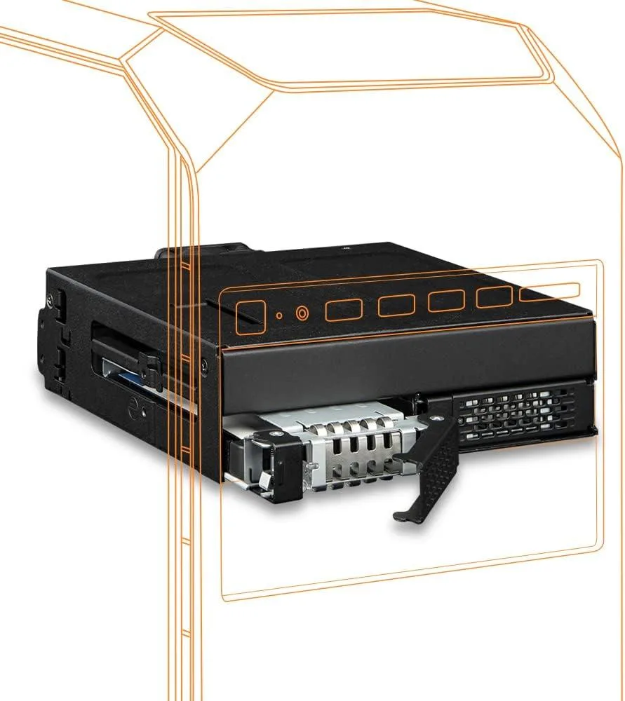 Metal dual U.2/U.3 NVMe enclosure with two removable trays and rear fan for 5.25-inch bay
