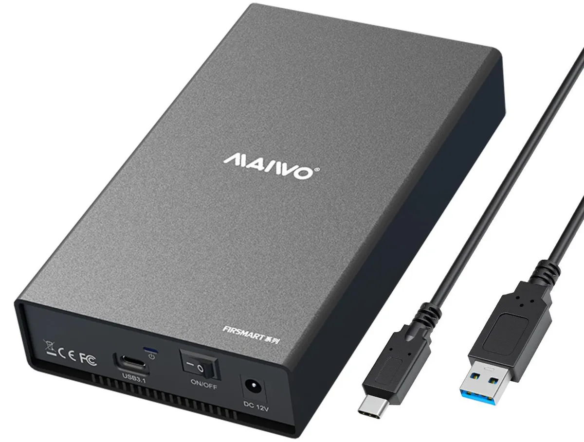 MAIWO MAIWO 3.5" SATA USB 3.1 Type-C Drive Enclosure 16TB Black Aluminium — Produktfoto