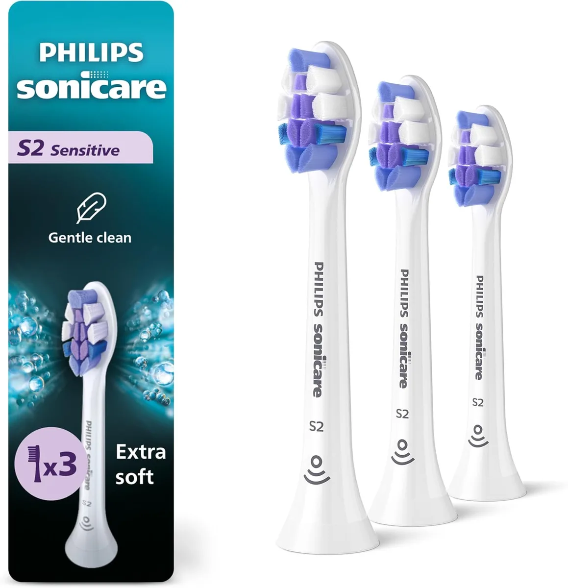 Sonicare Sonicare HX6053/77 S2 Sensitive brush heads, white, 3 pack oral care — product photo