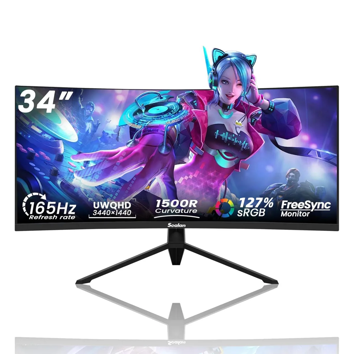 Sealan Sealan 34″ Ultrawide Curved Gaming Monitor 1500R WQHD 165Hz — photo du produit