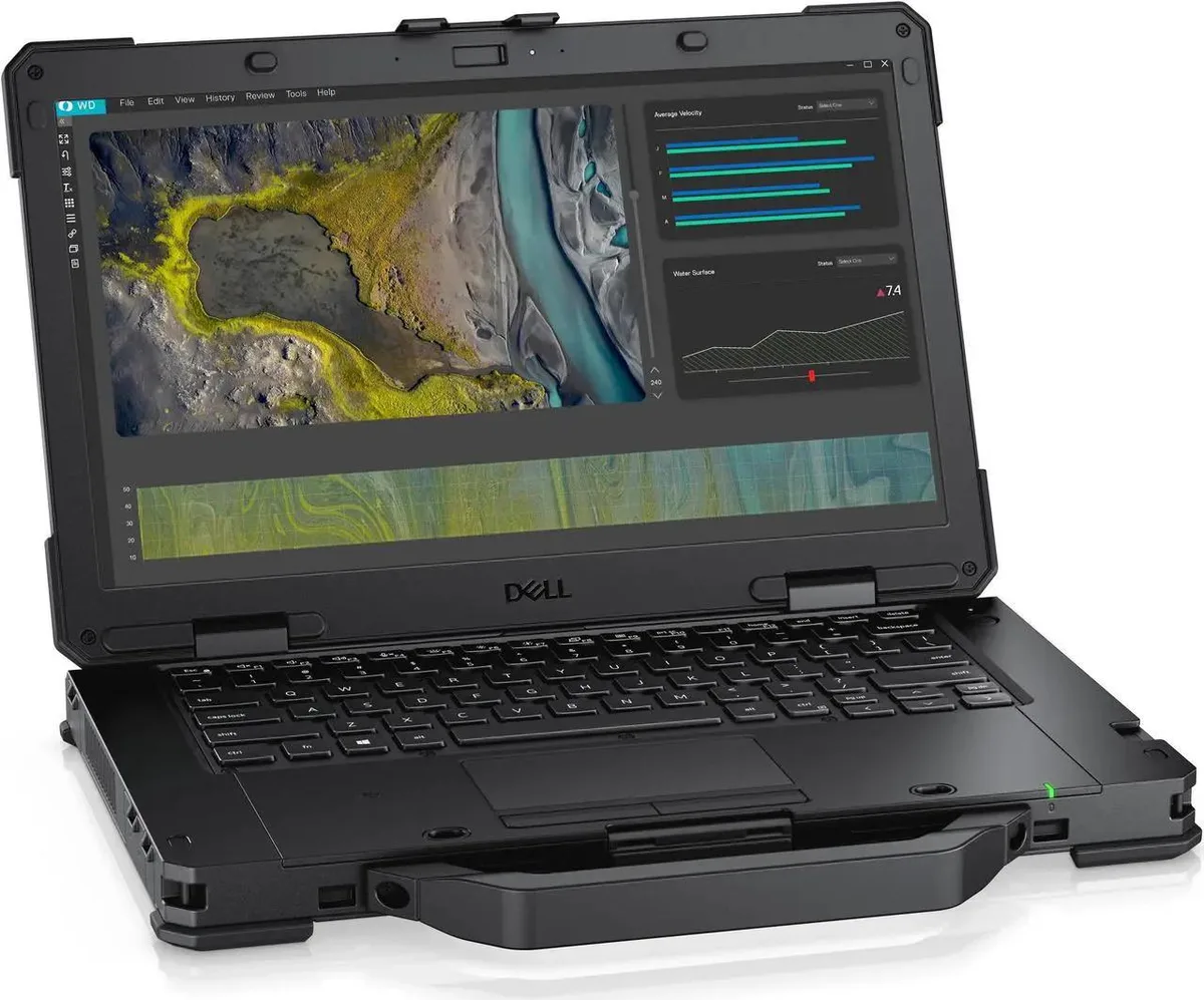 Black rugged laptop with 14 inch non-touch screen