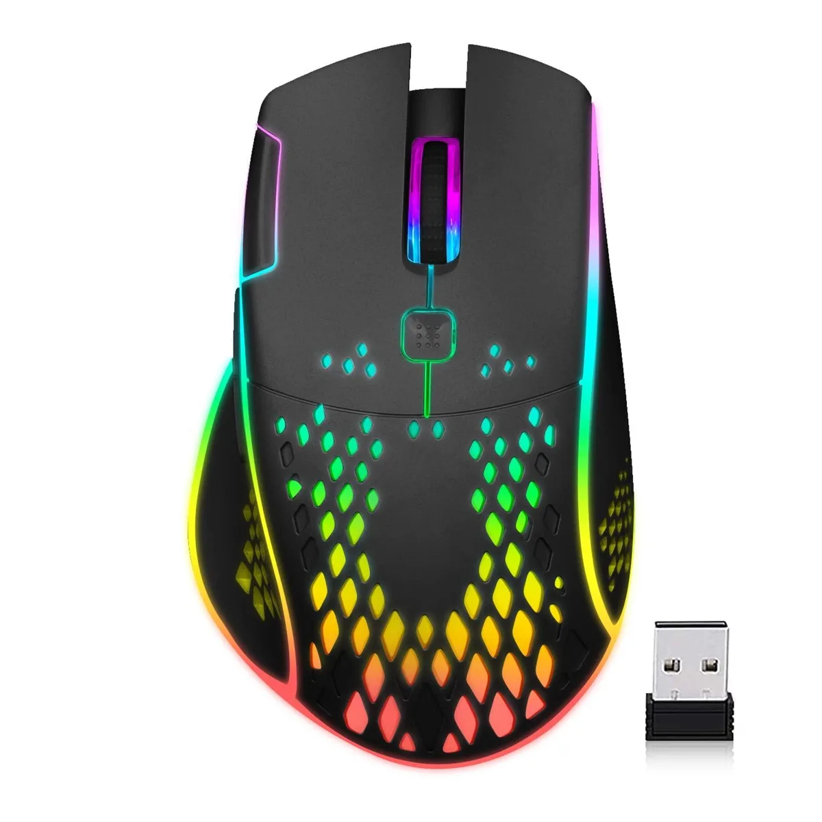 Black right-handed gaming mouse with 16 buttons, optical sensor, Bluetooth and 2.4GHz wireless, matte finish