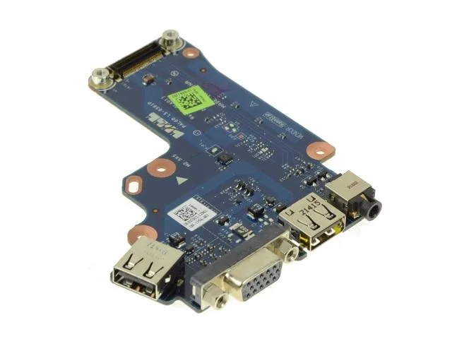 Green circuit board with VGA, audio and two USB ports