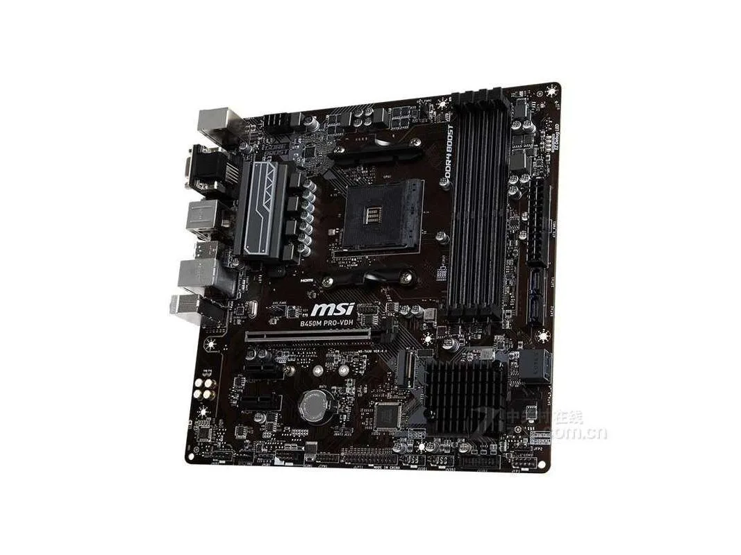 Green Micro ATX motherboard with black slots and silver heatsinks