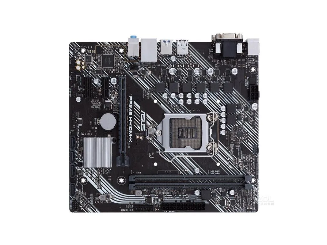 Green micro-ATX motherboard with silver LGA 1200 socket and black DDR4 slots