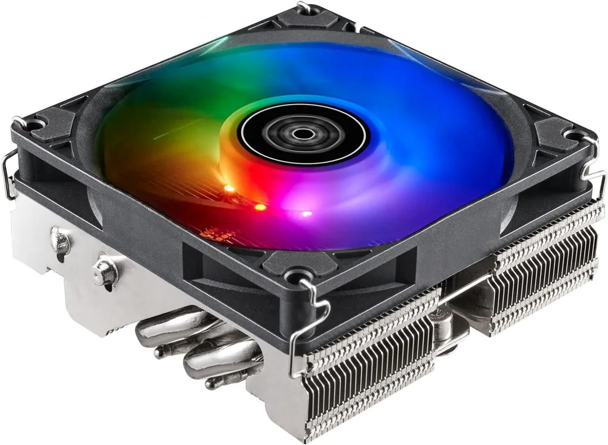 Low-profile horizontal CPU cooler with four copper heat-pipes, aluminium fin stack and 92 mm ARGB PWM fan