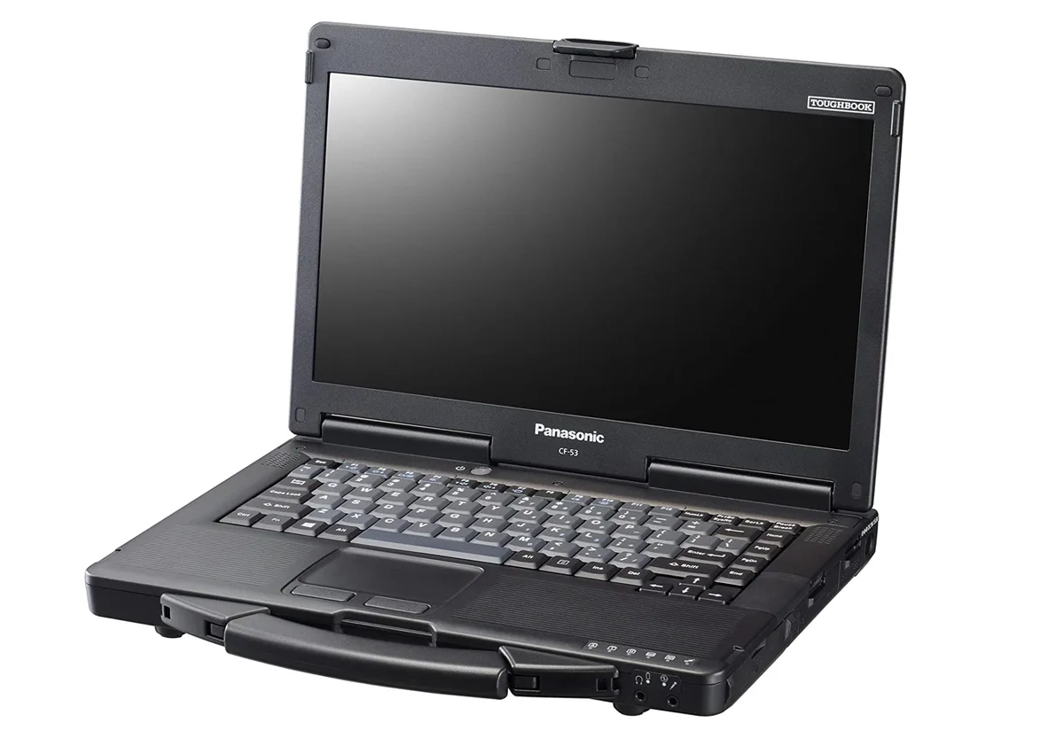 Panasonic Toughbook CF-53 laptop in black and silver with 14 inch non-touch screen