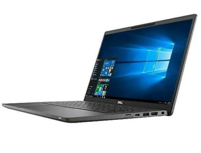 Silver-grey aluminium 14 inch business laptop closed lid Dell logo