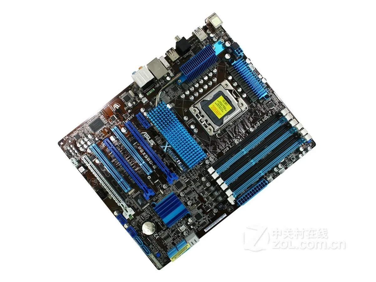 Green rectangular ATX motherboard with silver LGA 1366 socket and DDR3 memory slots