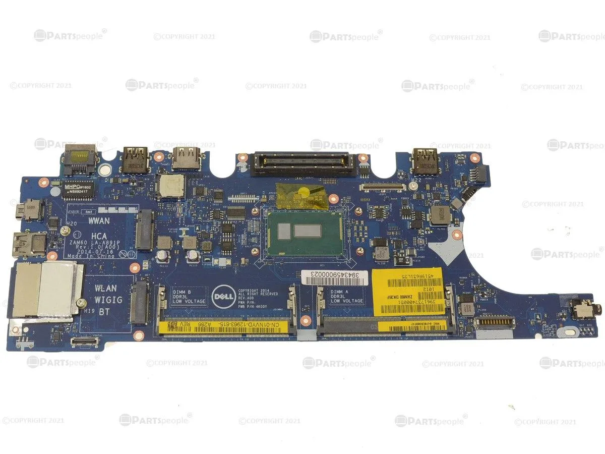 Green Dell Latitude E5250 motherboard with i7-5600U processor installed