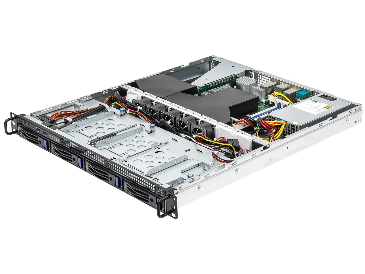 ASRock Rack ASRock Rack 1U4LW-X570/2L2T 1U barebone server AM4 X570 4×3.5″ hot-swap dual 10GbE 400W PSU — produktfoto
