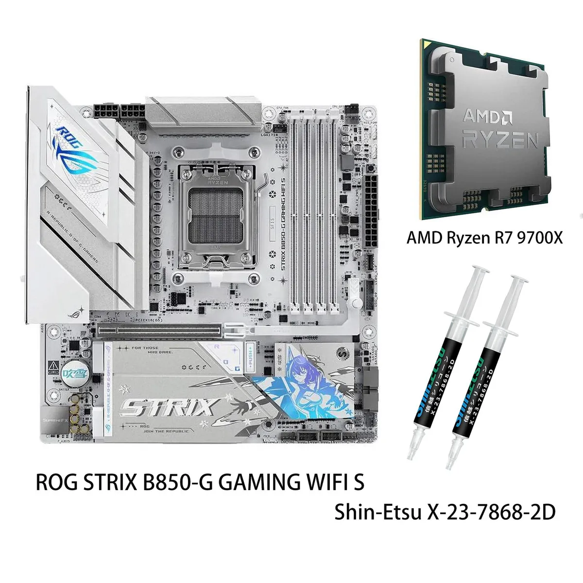 White micro-ATX motherboard with installed CPU and cooler
