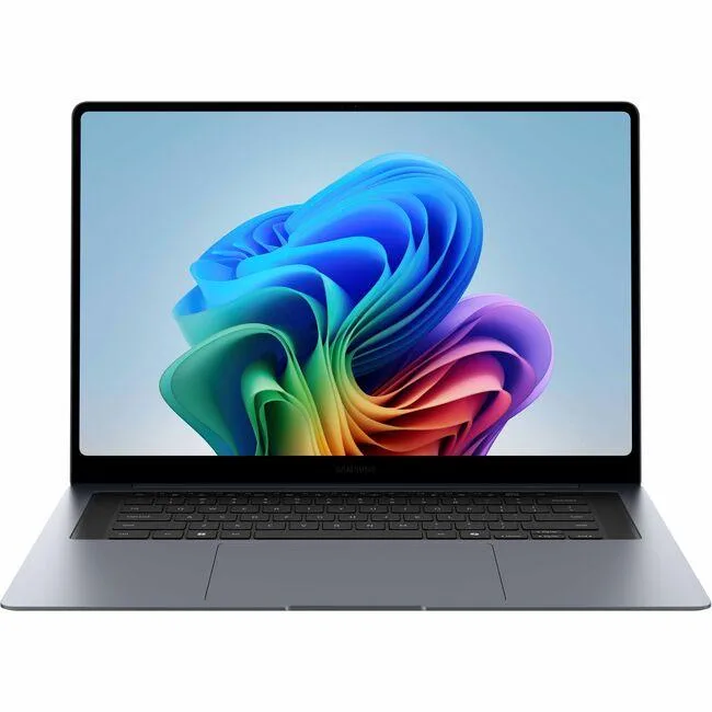 Gray 16-inch laptop with slim profile and smooth matte finish