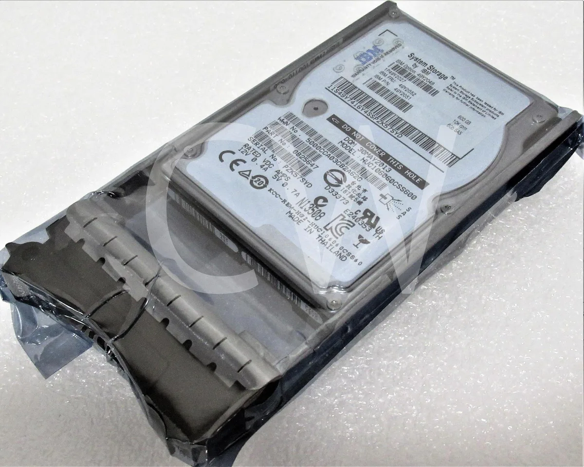 Silver 2.5 inch SAS hard drive in black IBM caddy tray