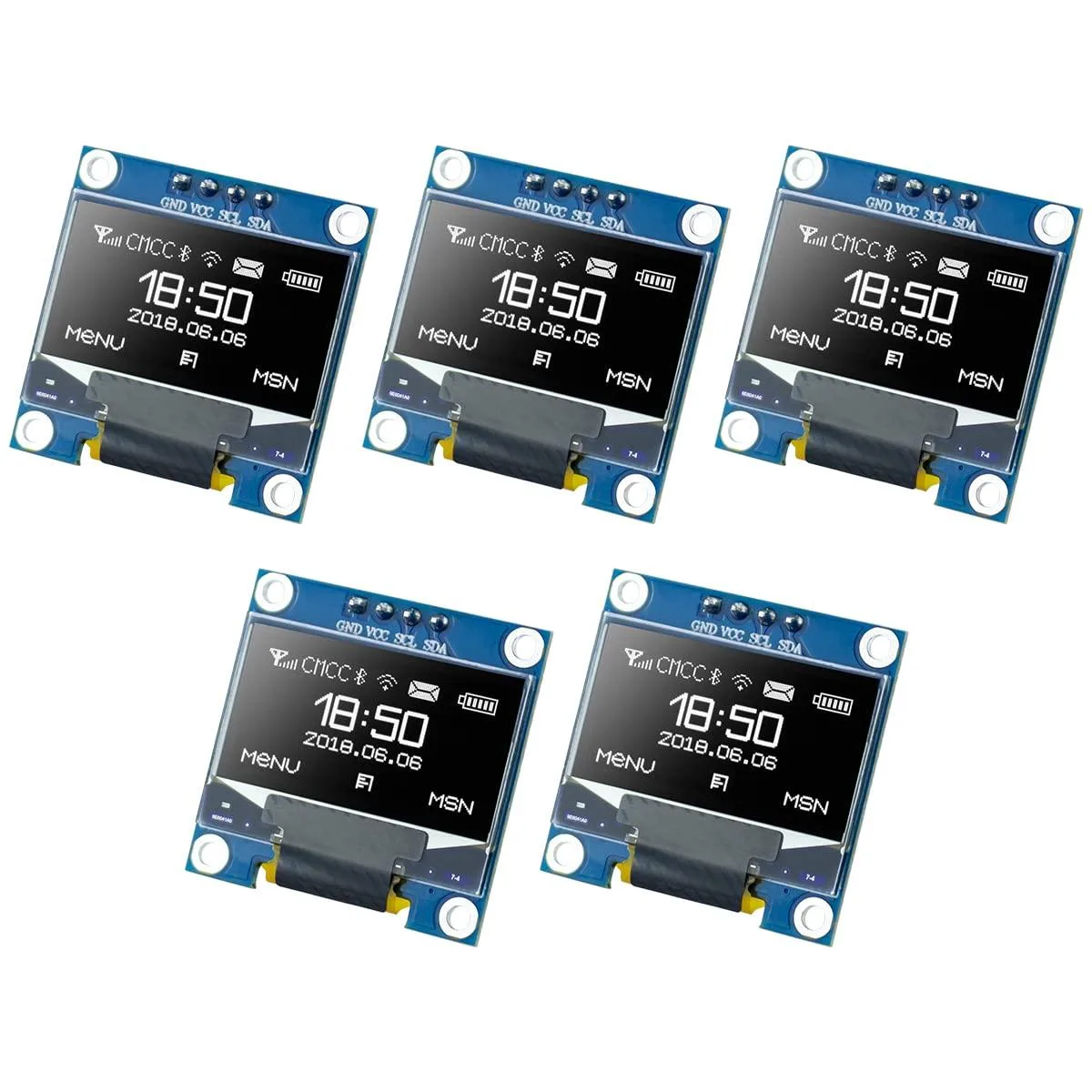  Hosyond 0.96 Inch OLED I2C Display Module 128x64 SSD1306 White 5 Pcs — zdjęcie produktu