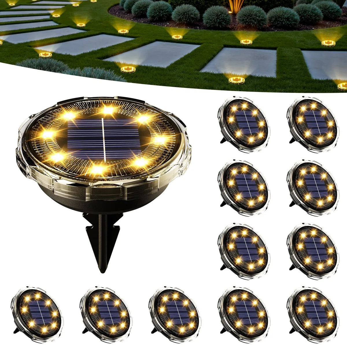 SOLPEX 10748 Solar Ground Lights 12 Pack Warm White — toote foto