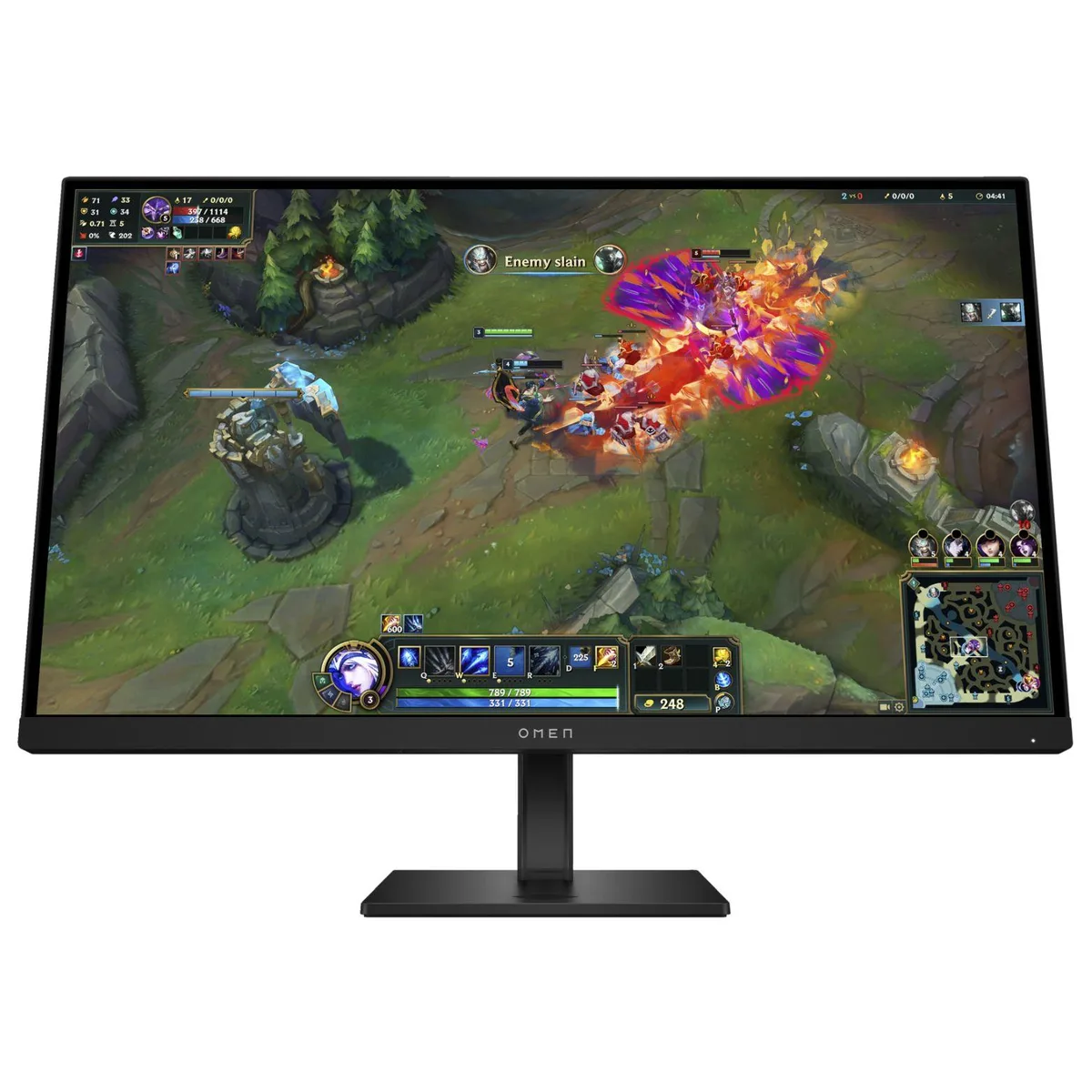 Refurbished black 27-inch OMEN QHD gaming monitor on height-adjustable stand
