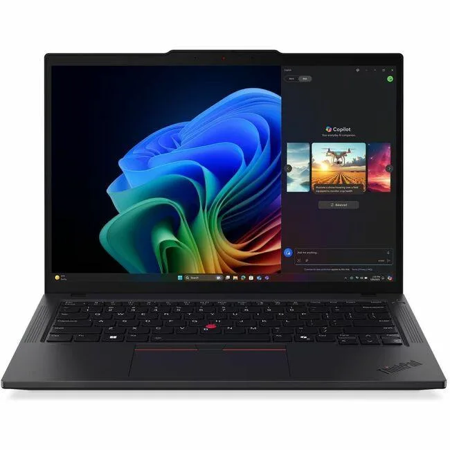 Black 14-inch ThinkPad T14 Gen 6 laptop, matte non-touch IPS display, thin tapered chassis