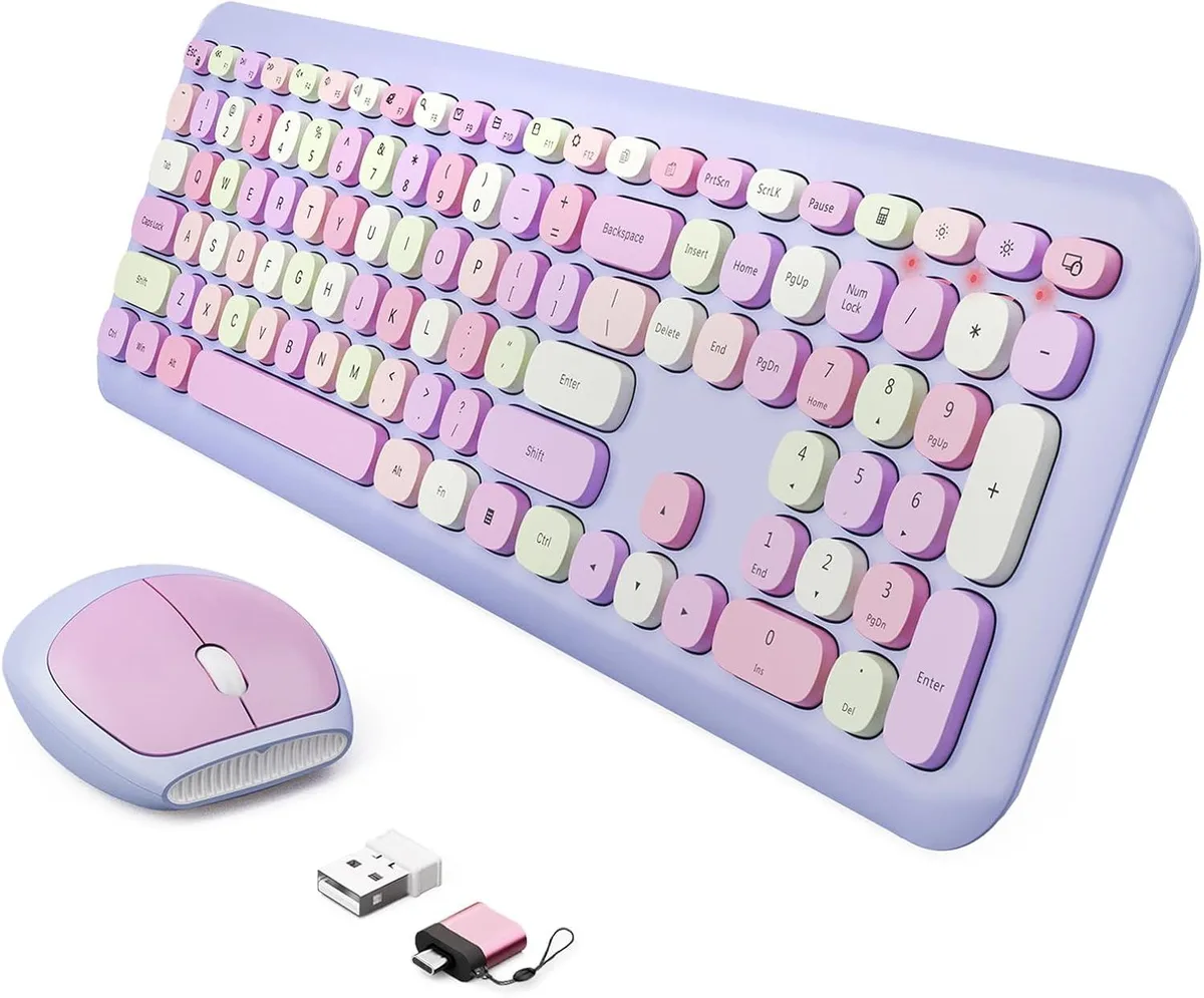 TUKO TUKO Wireless Keyboard and Mouse Combo Purple 104 Keys 2.4GHz — product photo