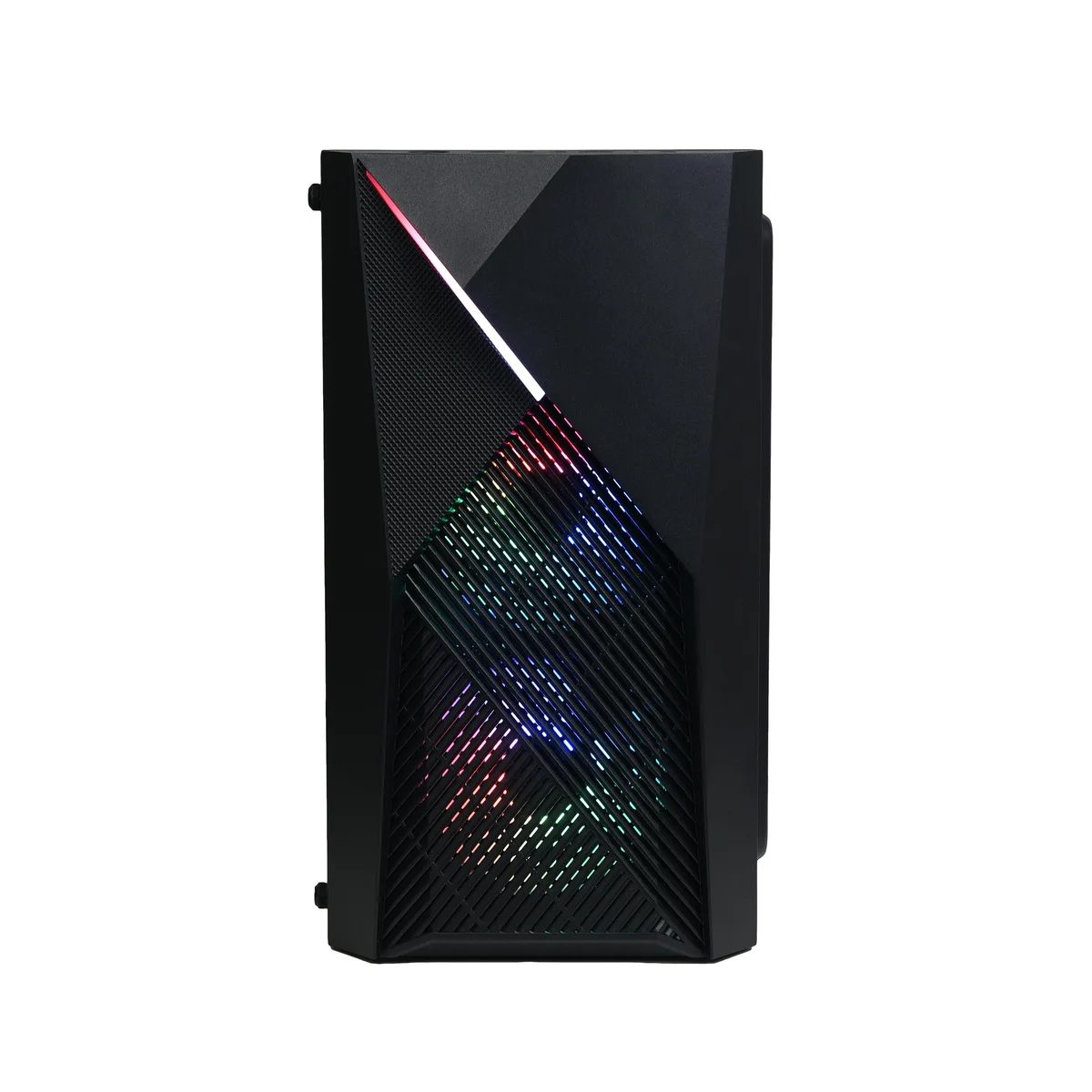 Black tower desktop with RGB case fans