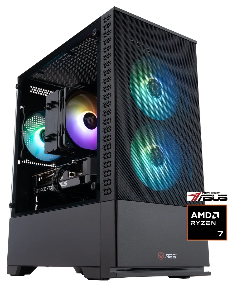 Black micro-tower gaming PC with RGB memory visible through side panel