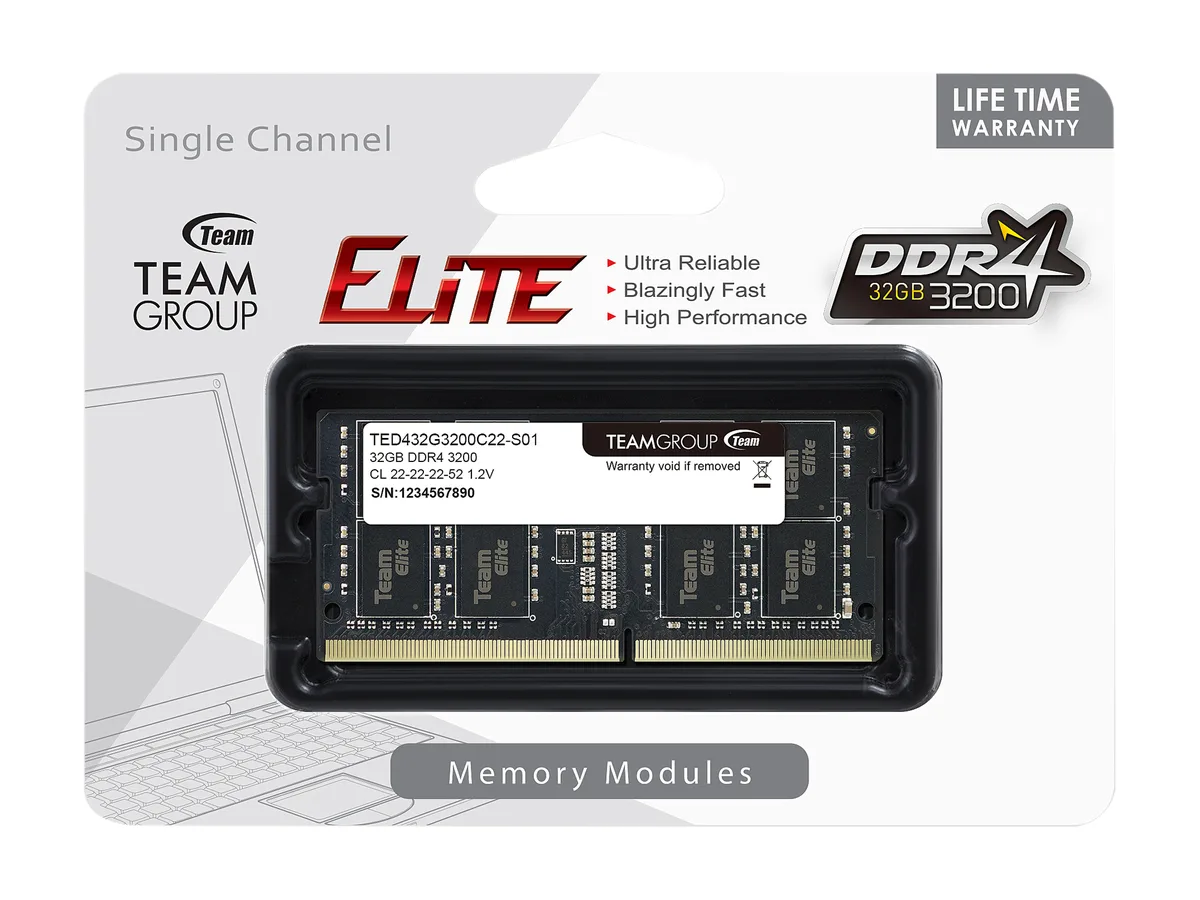 Team Group Team Group Elite TED432G3200C22-S01 32GB DDR4 3200 CL22 laptop RAM — ภาพสินค้า