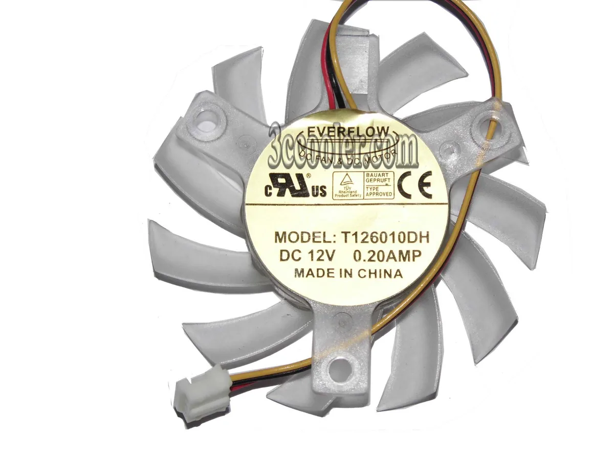 Transparent 11-blade VGA cooling fan with 3-pin connector