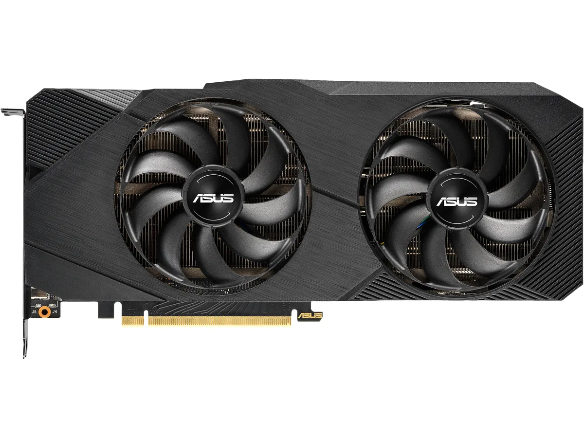 ASUS Dual RTX 2080 graphics card with two fans and metal backplate