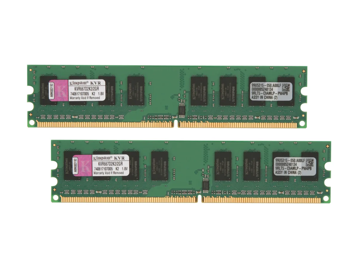 Kingston Technology Corp. Kingston Technology Corp. KVR667D2K2/2GR 2GB (2 x 1GB) DDR2 667 desktop RAM — 商品照片