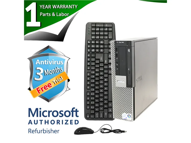 Small black and silver desktop tower, slim form factor