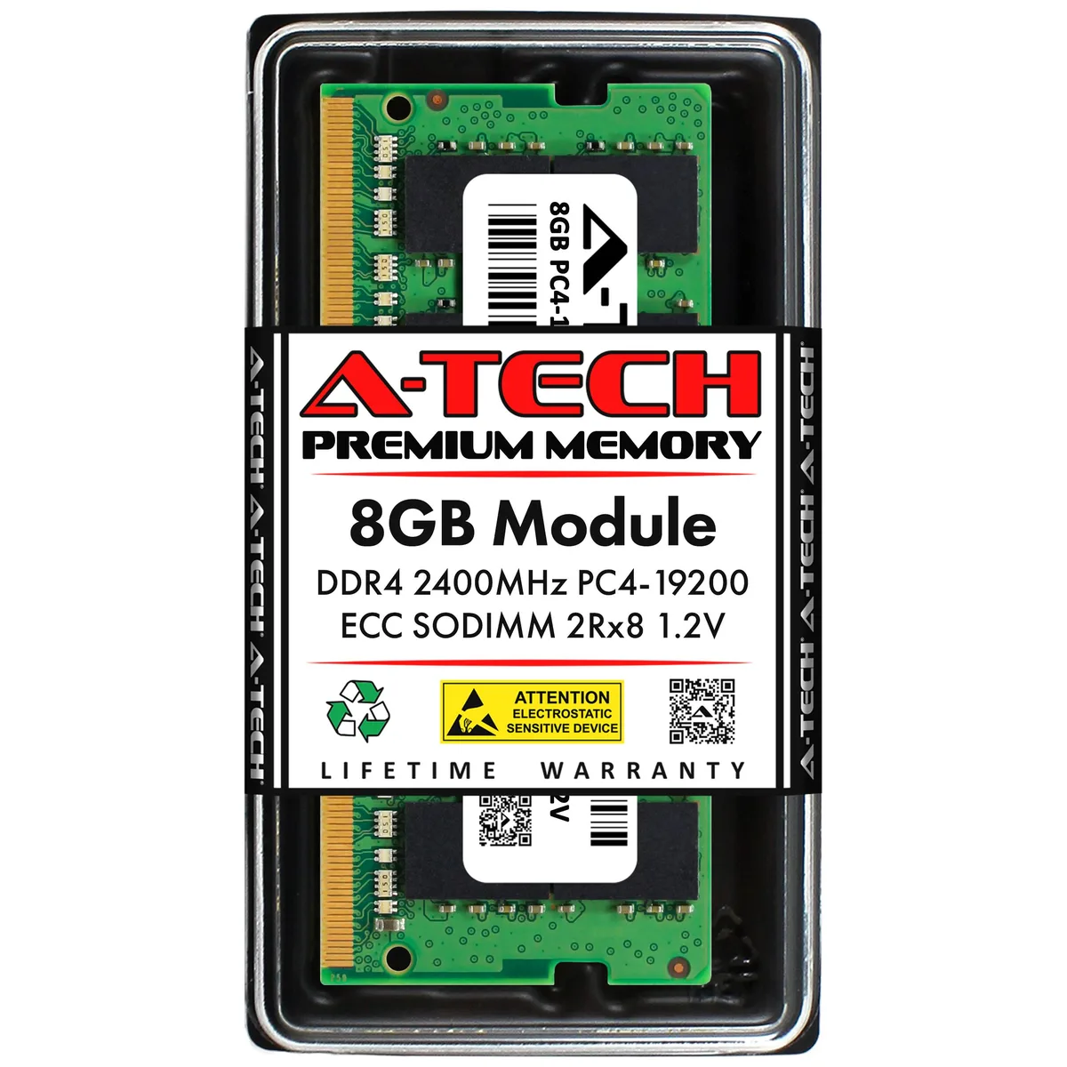 A-Tech A-Tech 8GB DDR4 2400 ECC SODIMM CL17 2Rx8 laptop RAM — productfoto