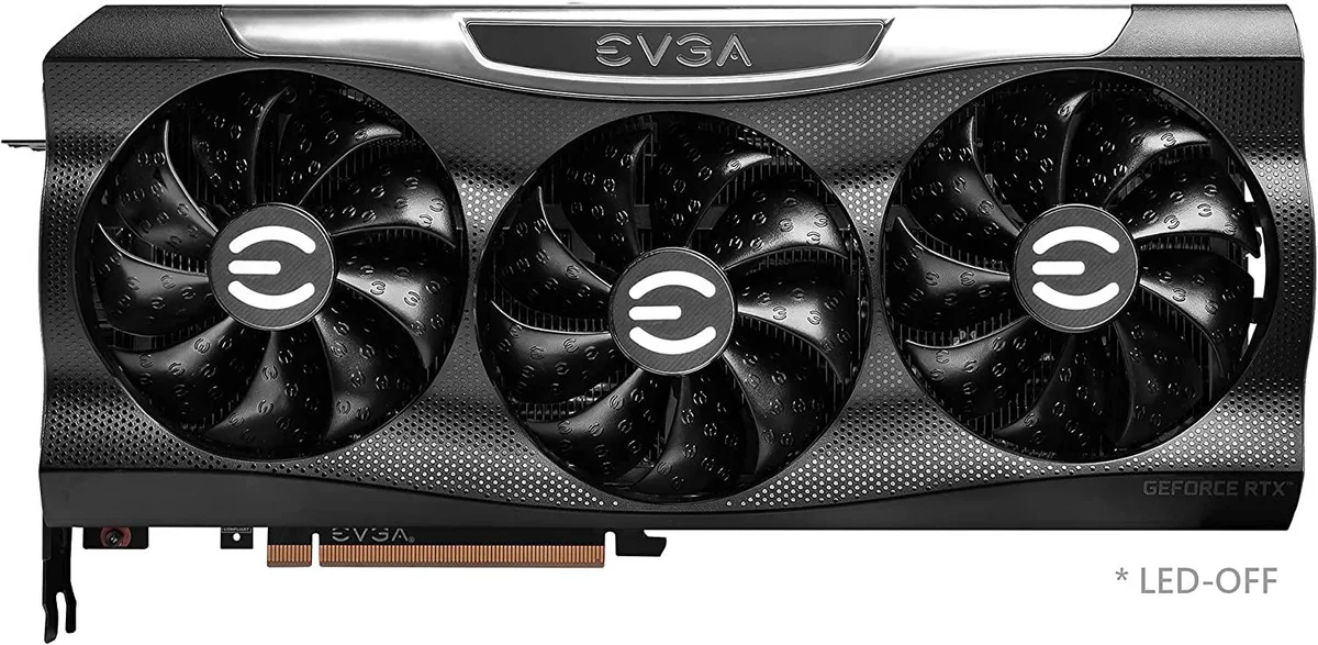 EVGA RTX 3080 Ti FTW3 Ultra triple-fan graphics card in dark metal finish
