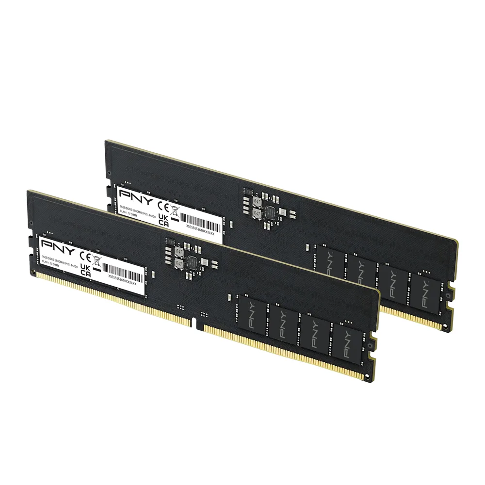Two green DDR5 DIMMs with black heatspreaders, 32GB kit