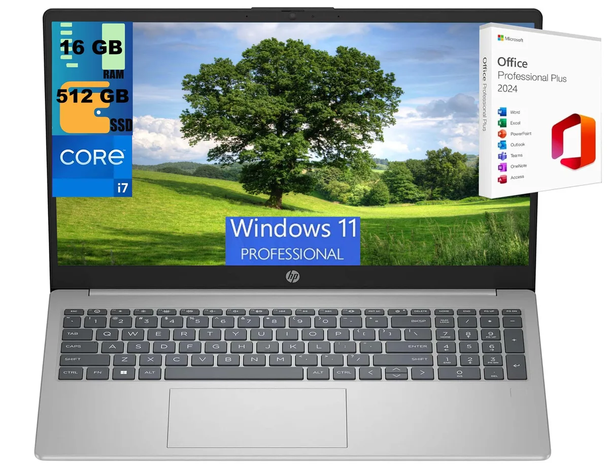 HP HP 15 laptop i7-1355U 10-core 16GB 512GB SSD Silver — photo du produit