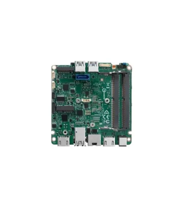 Small black square NUC motherboard with integrated processor and DDR4 memory