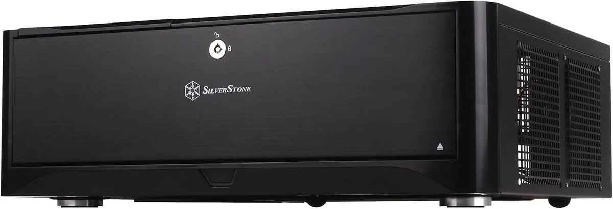 Black HTPC case with aluminium front panel, three 120mm fans and two front USB 3.0 ports