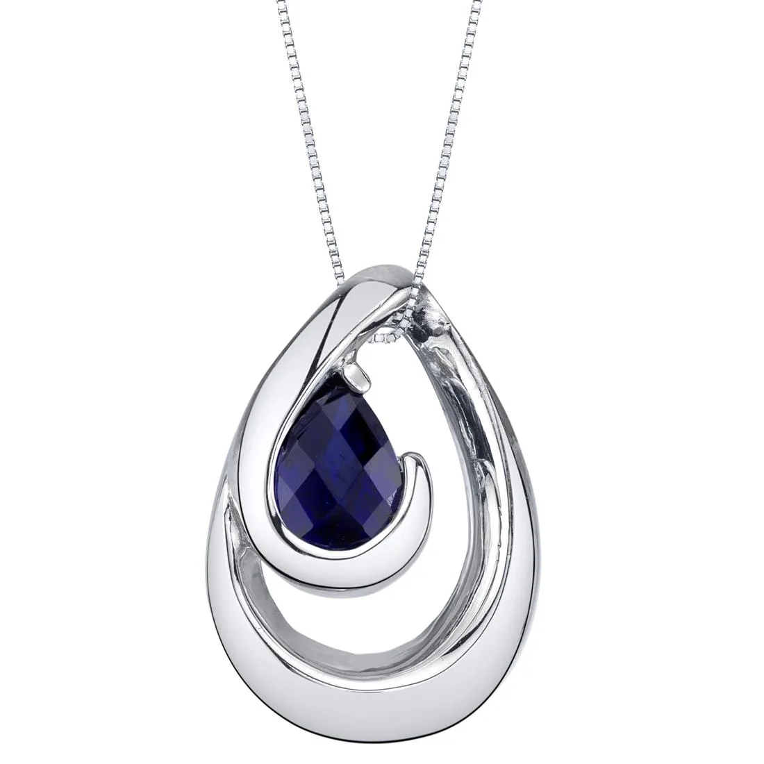 Oravo Oravo Sterling Silver Sapphire Wave Pendant Necklace 18" .925 — foto do produto