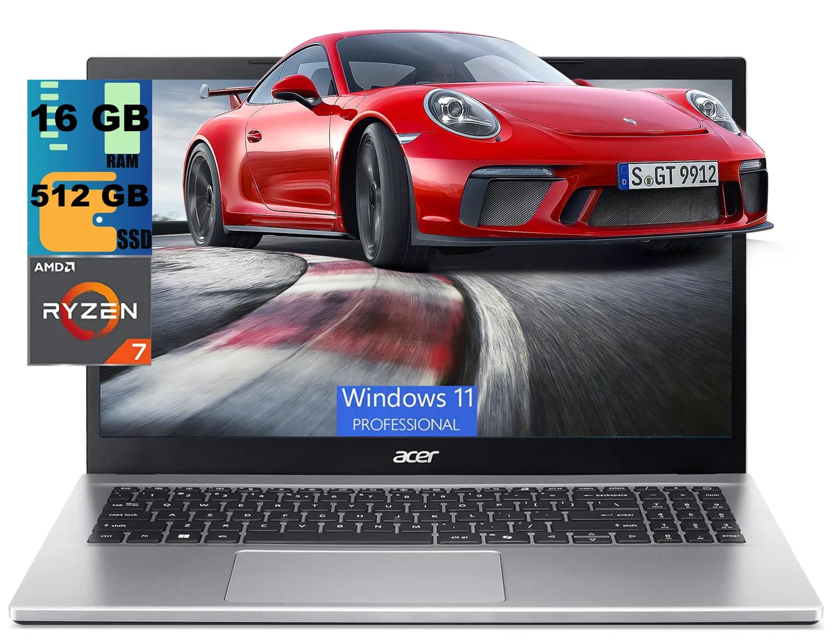 Silver Acer Aspire Go 15 laptop closed showing 15.6 inch display and slim profile