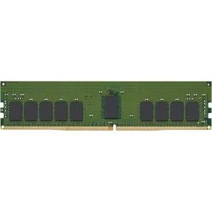 Green rectangular DDR4 DIMM module with black memory chips and gold contacts