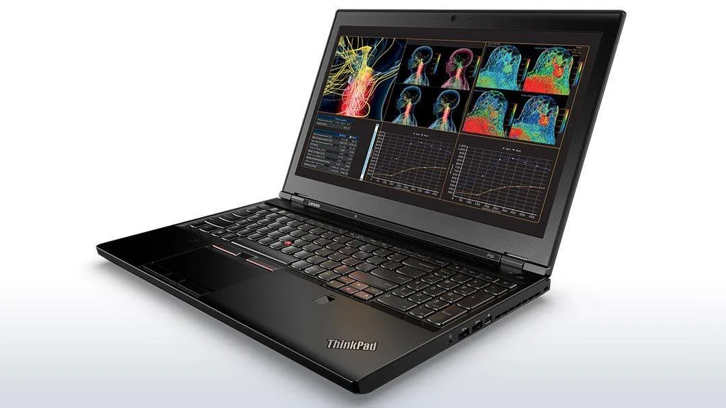 Black 15.6 inch ThinkPad P50 mobile workstation closed lid showing matte finish and fingerprint reader