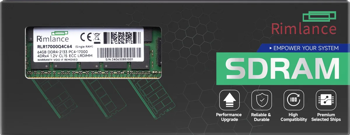 Green rectangular circuit board with black memory chips and gold edge connectors