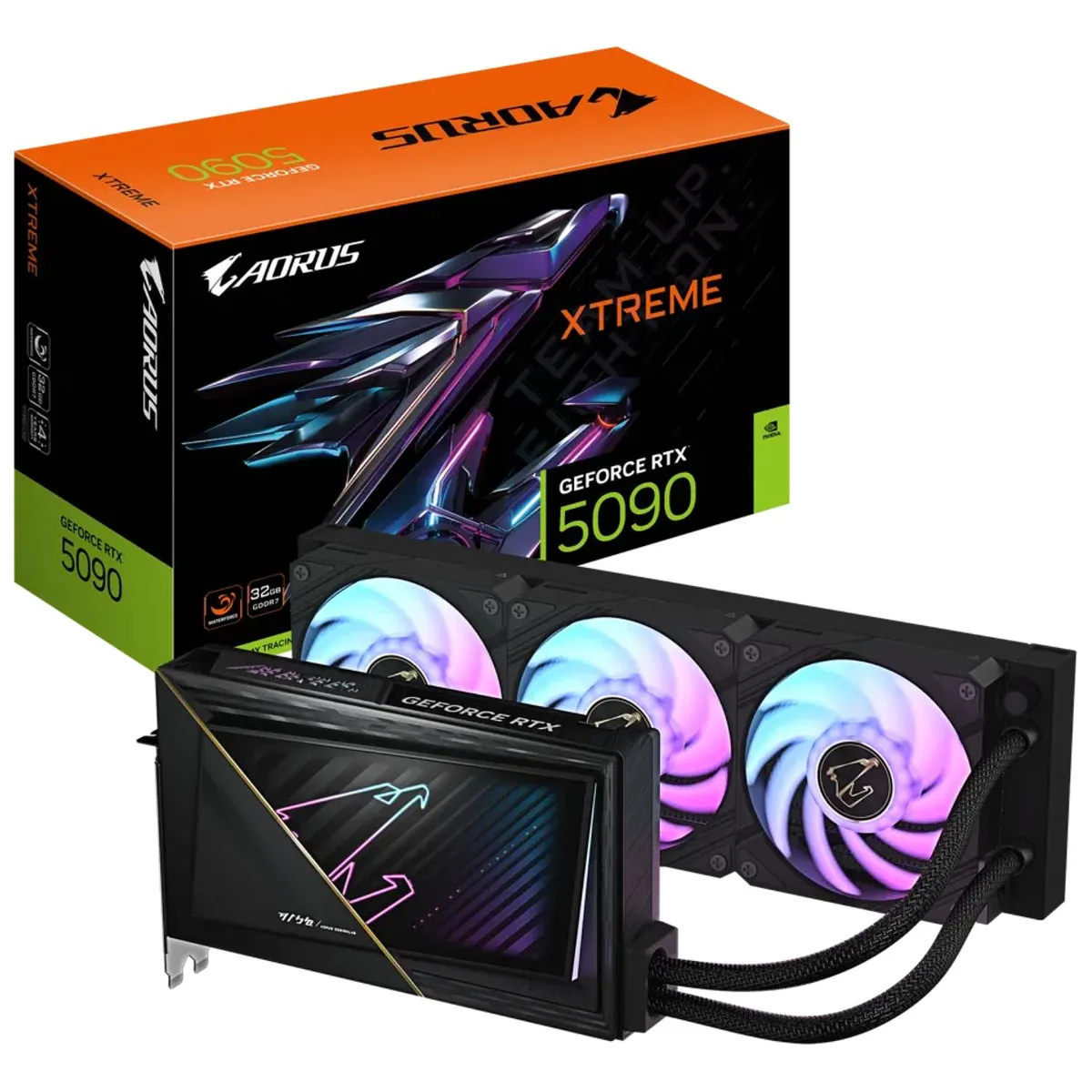 GIGABYTE GIGABYTE AORUS GeForce RTX 5090 XTREME WATERFORCE 32G graphics card — photo du produit