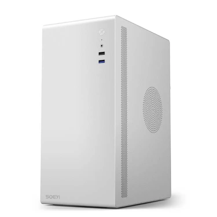 White mini-tower case with SPCC side panel and rear 80mm fan