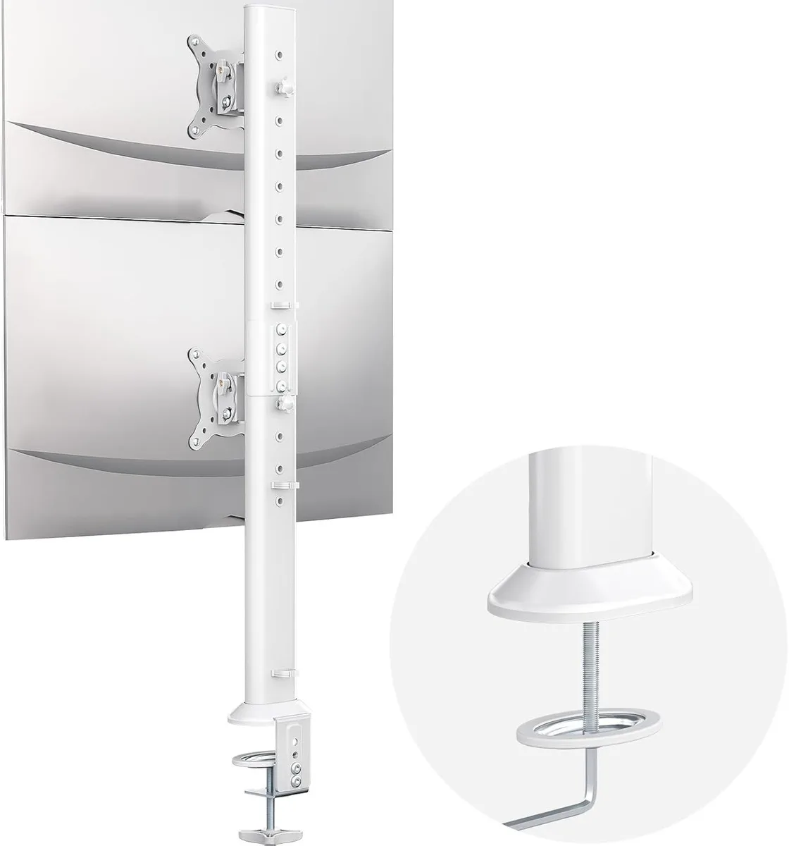 BFKK BFKK Dual Monitor Articulating Desk Mount Arm Stand Vertical Stack White — termékfotó