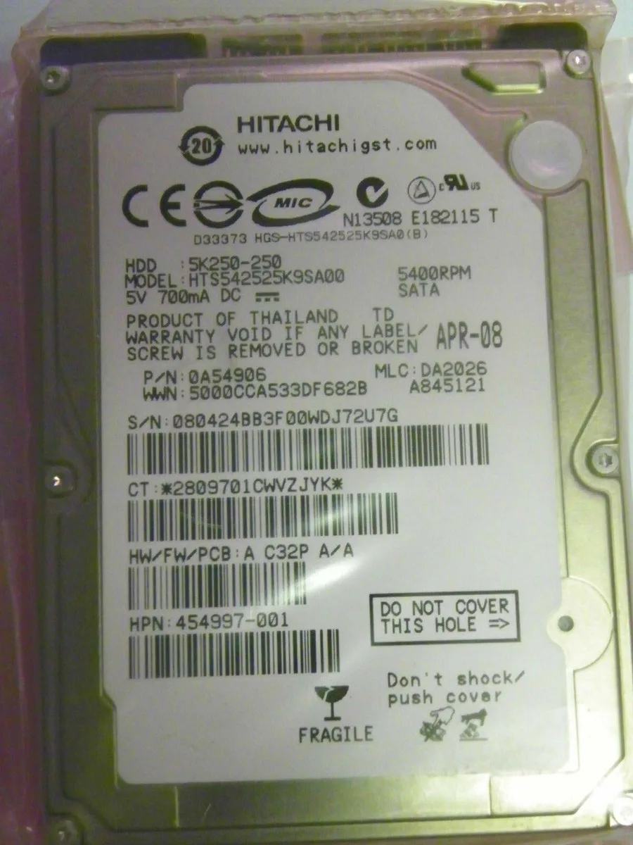 Hitachi, Ltd. Hitachi, Ltd. Hts542525K9Sa00 250Gb 2.5" Sata internal hard drive — ürün fotoğrafı